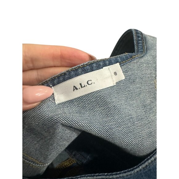 ALC Women's Denim Stitched Crop Tank Top Size 8 - Picture 5 of 5